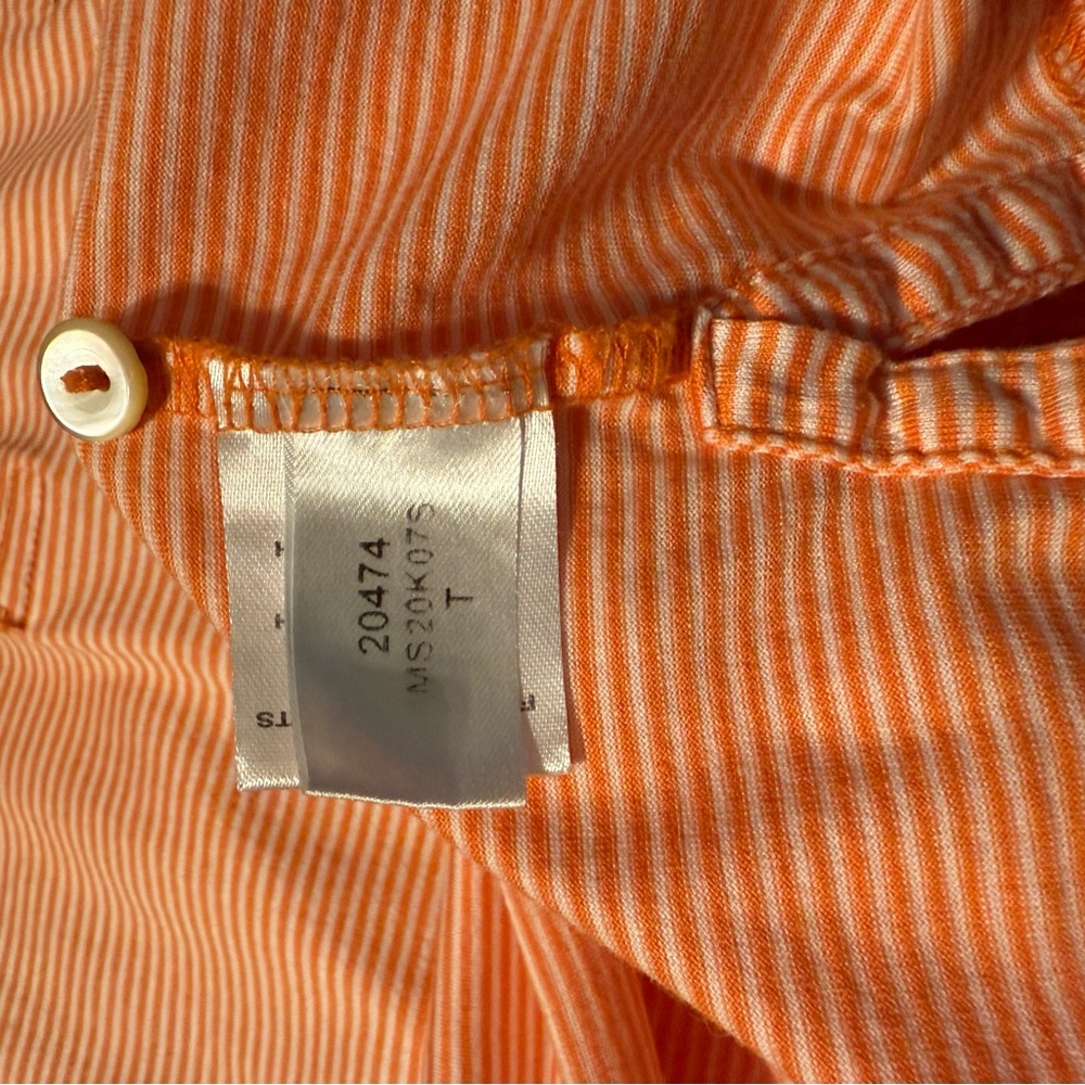 Peter Millar Orange and White Striped Polo Classic Shirt with Emblem XL - Picture 5 of 6